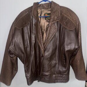 Vintage Reed Sportswear Brown Leather Flight Bomber Jacket Men's L
